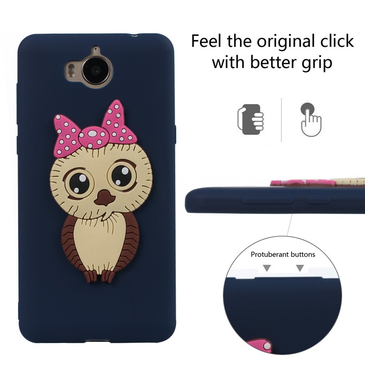 Cute 3D Female Owl Pattern TPU Soft Mobile Shell for Huawei Y6 (2017)/Y5 (2017) - Dark Blue-3