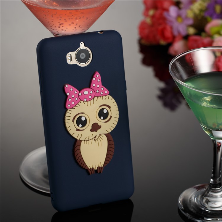 Cute 3D Female Owl Pattern TPU Soft Mobile Shell for Huawei Y6 (2017)/Y5 (2017) - Dark Blue-4