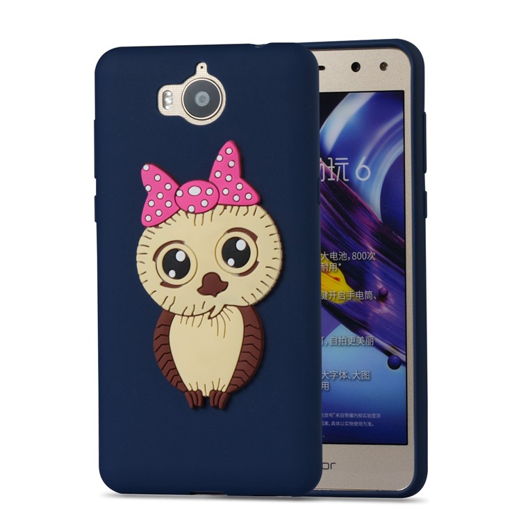 Cute 3D Female Owl Pattern TPU Soft Mobile Shell for Huawei Y6 (2017)/Y5 (2017) - Dark Blue-5