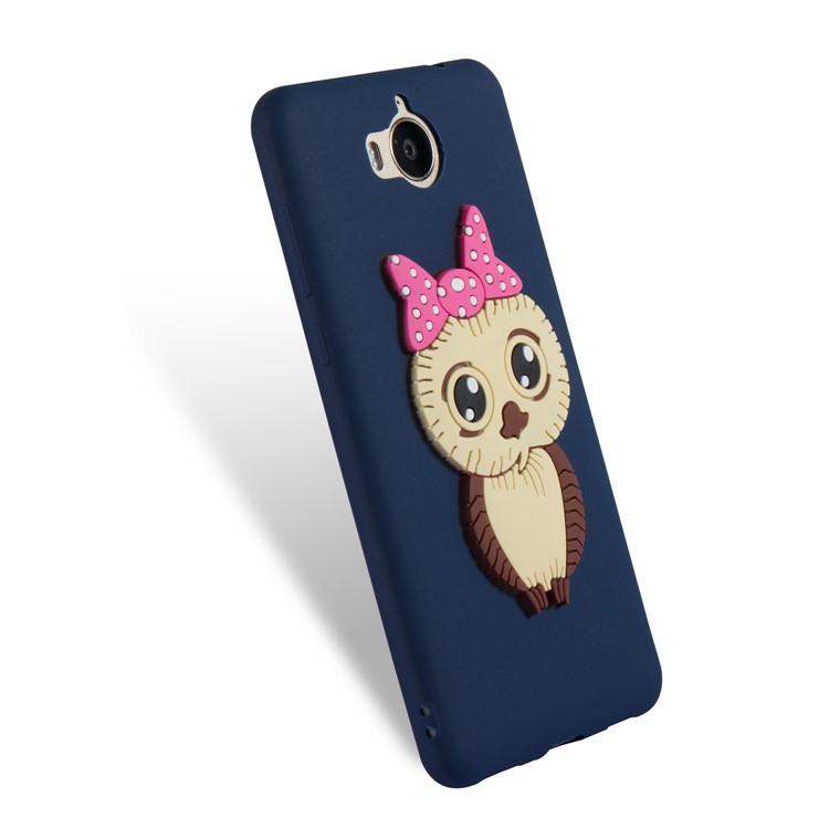Cute 3D Female Owl Pattern TPU Soft Mobile Shell for Huawei Y6 (2017)/Y5 (2017) - Dark Blue-6