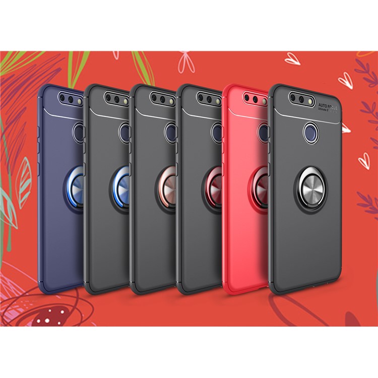 Finger Ring Kickstand TPU Mobile Casing for Huawei Honor 8 Pro/Honor V9 (Built-in Metal Sheet) - Blue-2