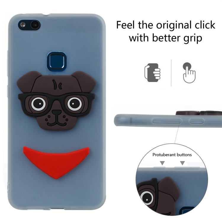 Lovely 3D Dog Pattern TPU Back Case for Huawei P10 Lite - White-3