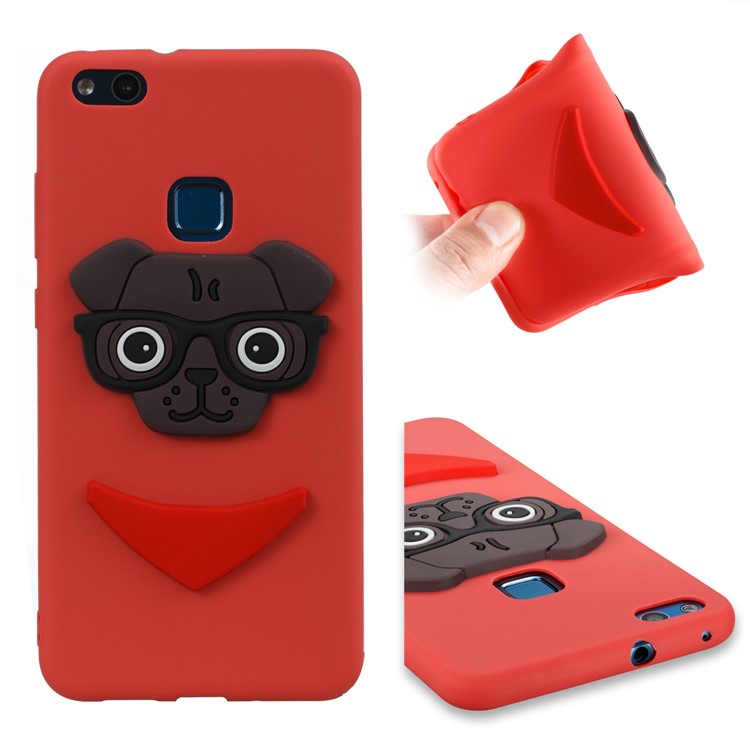 Lovely 3D Dog Pattern TPU Cell Phone Case for Huawei P10 Lite - Red-1
