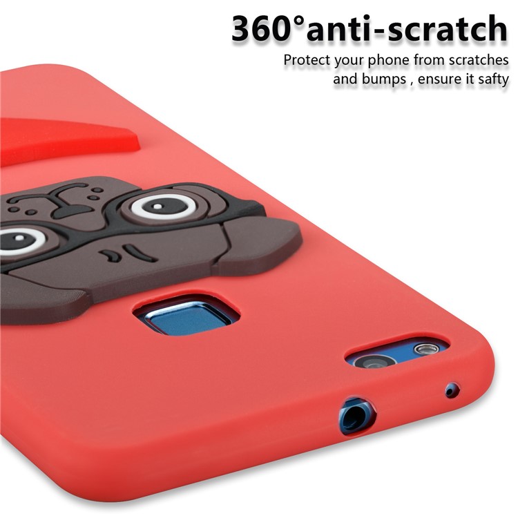 Lovely 3D Dog Pattern TPU Cell Phone Case for Huawei P10 Lite - Red-2