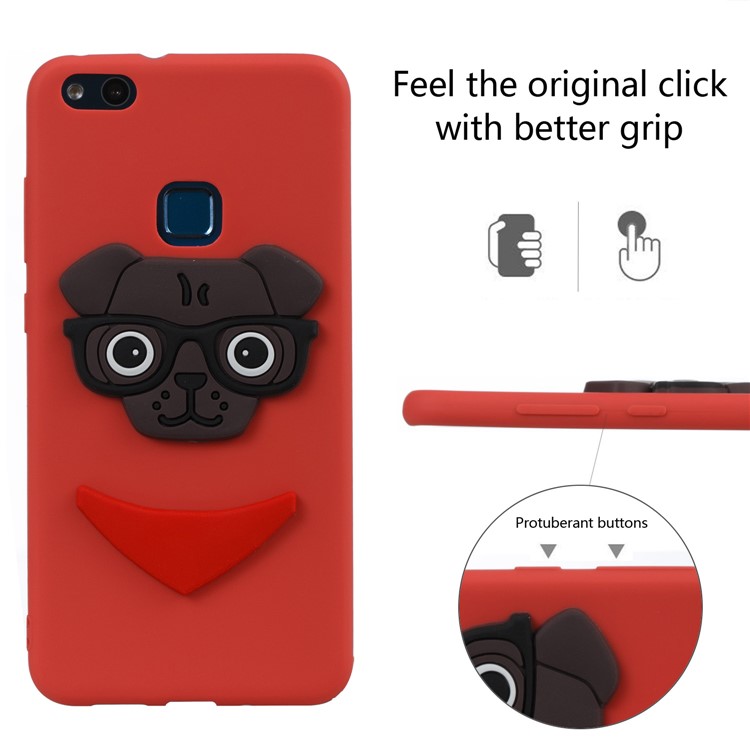 Lovely 3D Dog Pattern TPU Cell Phone Case for Huawei P10 Lite - Red-3