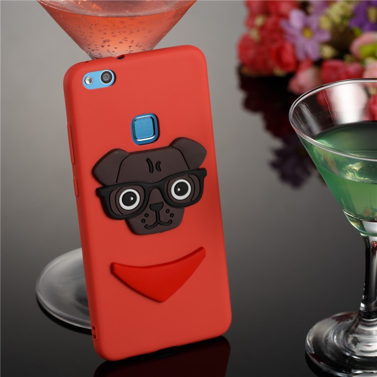 Lovely 3D Dog Pattern TPU Cell Phone Case for Huawei P10 Lite - Red-4