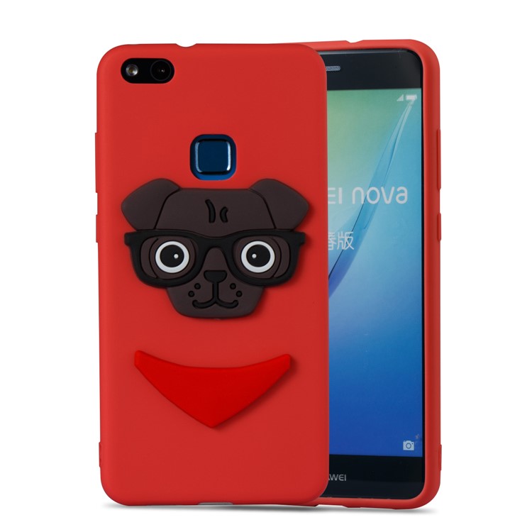 Lovely 3D Dog Pattern TPU Cell Phone Case for Huawei P10 Lite - Red-5