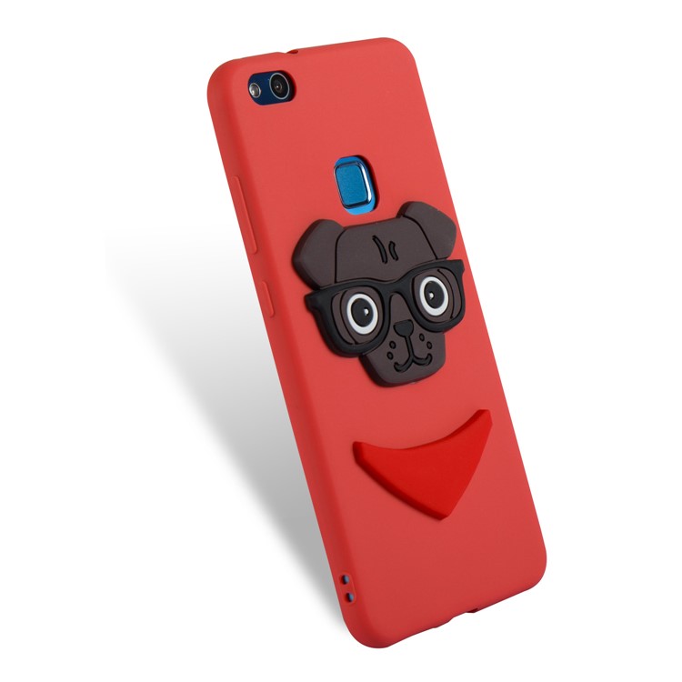 Lovely 3D Dog Pattern TPU Cell Phone Case for Huawei P10 Lite - Red-6