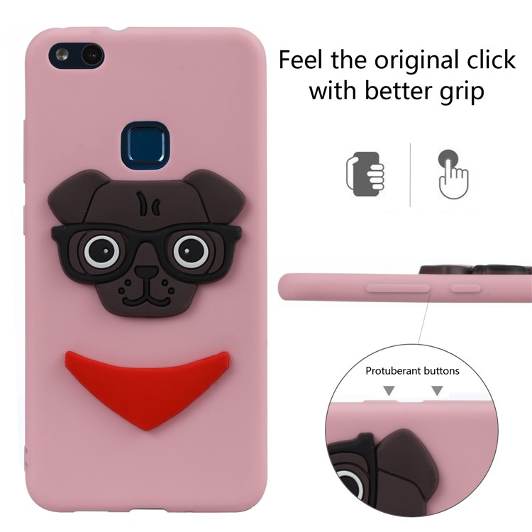 Lovely 3D Dog Pattern TPU Phone Shell Case for Huawei P10 Lite - Pink-3