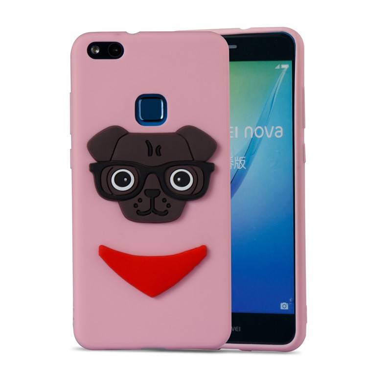 Lovely 3D Dog Pattern TPU Phone Shell Case for Huawei P10 Lite - Pink-5