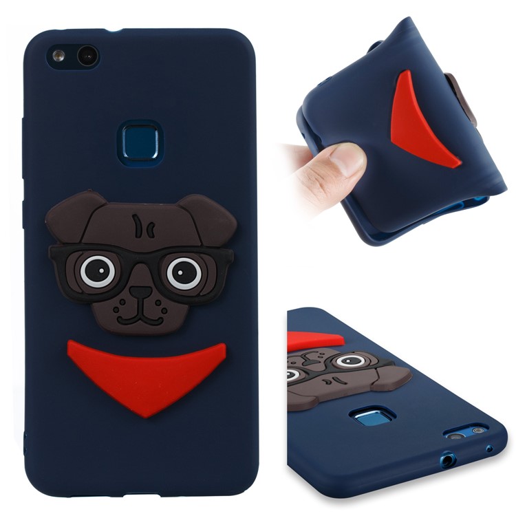 Lovely 3D Dog Pattern TPU Soft Case for Huawei P10 Lite - Dark Blue-1
