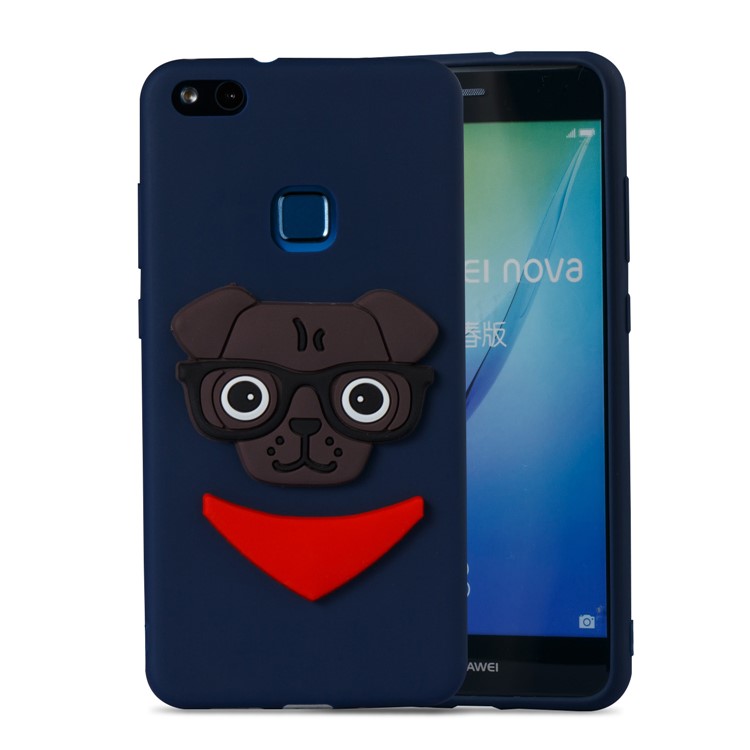 Lovely 3D Dog Pattern TPU Soft Case for Huawei P10 Lite - Dark Blue-5