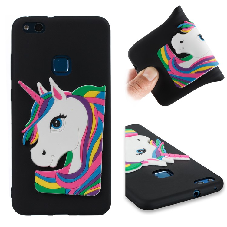 Lovely 3D Unicorn Soft TPU Cover for Huawei P10 Lite - Black-1