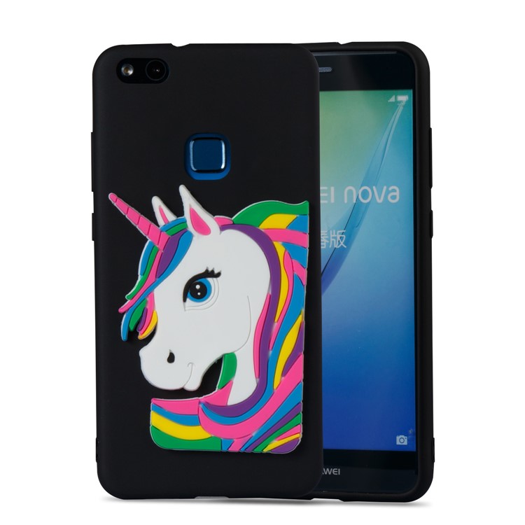 Lovely 3D Unicorn Soft TPU Cover for Huawei P10 Lite - Black-2