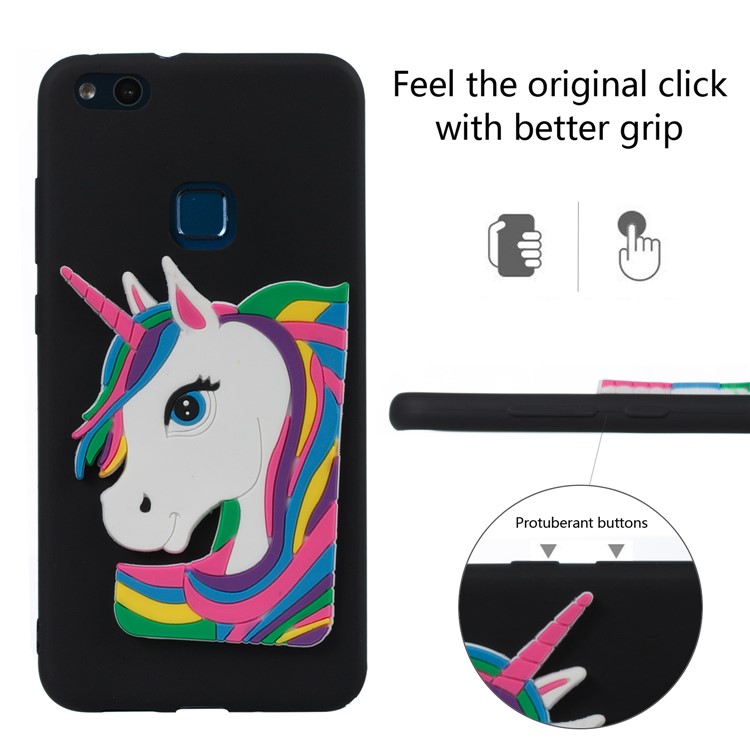 Lovely 3D Unicorn Soft TPU Cover for Huawei P10 Lite - Black-5