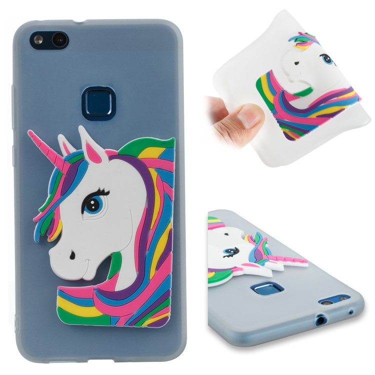 Lovely 3D Unicorn Soft TPU Case for Huawei P10 Lite - White-1