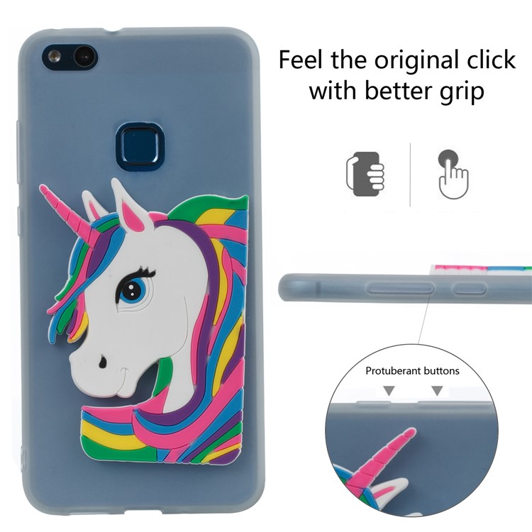 Lovely 3D Unicorn Soft TPU Case for Huawei P10 Lite - White-3