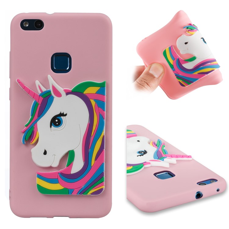 Lovely 3D Unicorn Soft TPU Back Casing for Huawei P10 Lite - Pink-1