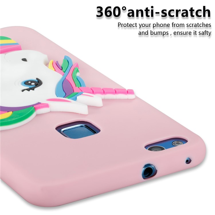 Lovely 3D Unicorn Soft TPU Back Casing for Huawei P10 Lite - Pink-2