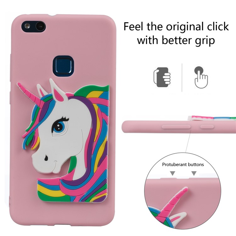 Lovely 3D Unicorn Soft TPU Back Casing for Huawei P10 Lite - Pink-3