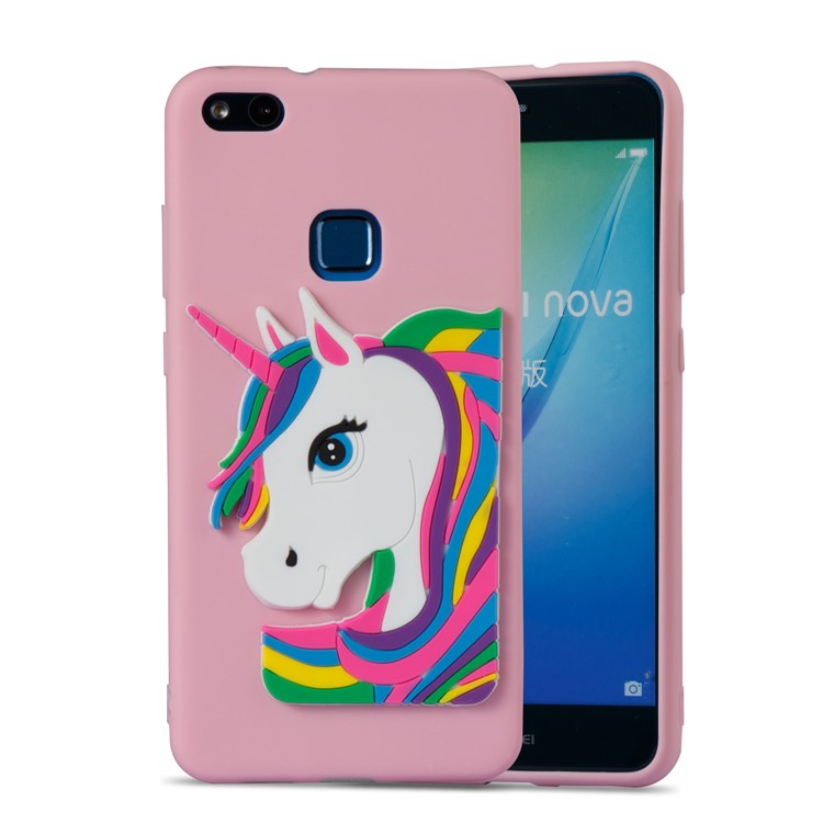 Lovely 3D Unicorn Soft TPU Back Casing for Huawei P10 Lite - Pink-5
