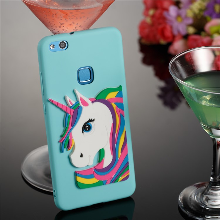 For Huawei P10 Lite Lovely 3D Unicorn Flexible TPU Cellphone Case - Baby Blue-4
