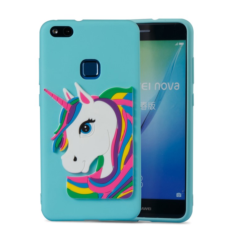 For Huawei P10 Lite Lovely 3D Unicorn Flexible TPU Cellphone Case - Baby Blue-5