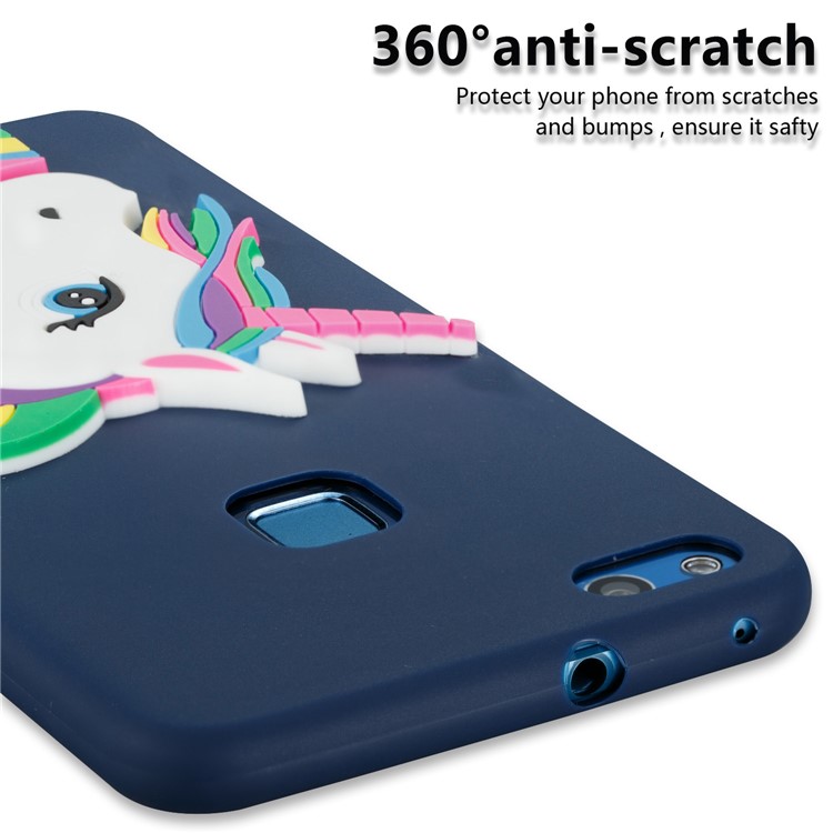 For Huawei P10 Lite Lovely 3D Unicorn Soft TPU Mobile Phone Cover - Dark Blue-2