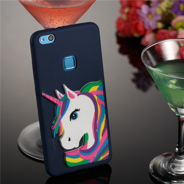For Huawei P10 Lite Lovely 3D Unicorn Soft TPU Mobile Phone Cover - Dark Blue-4