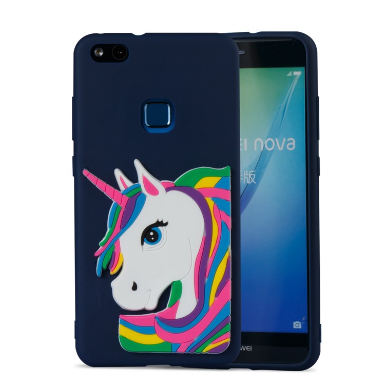 For Huawei P10 Lite Lovely 3D Unicorn Soft TPU Mobile Phone Cover - Dark Blue-5
