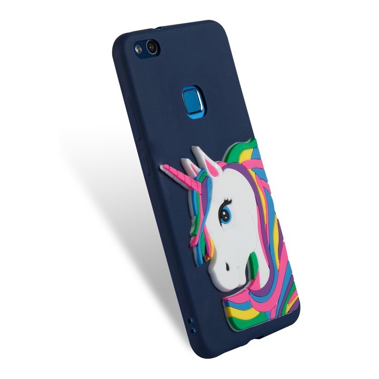For Huawei P10 Lite Lovely 3D Unicorn Soft TPU Mobile Phone Cover - Dark Blue-6