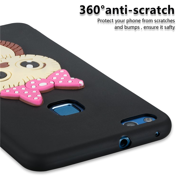 Cute 3D Female Owl Pattern TPU Soft Phone Case for Huawei P10 Lite - Black-2