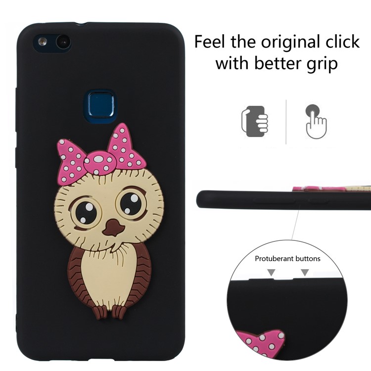 Cute 3D Female Owl Pattern TPU Soft Phone Case for Huawei P10 Lite - Black-3