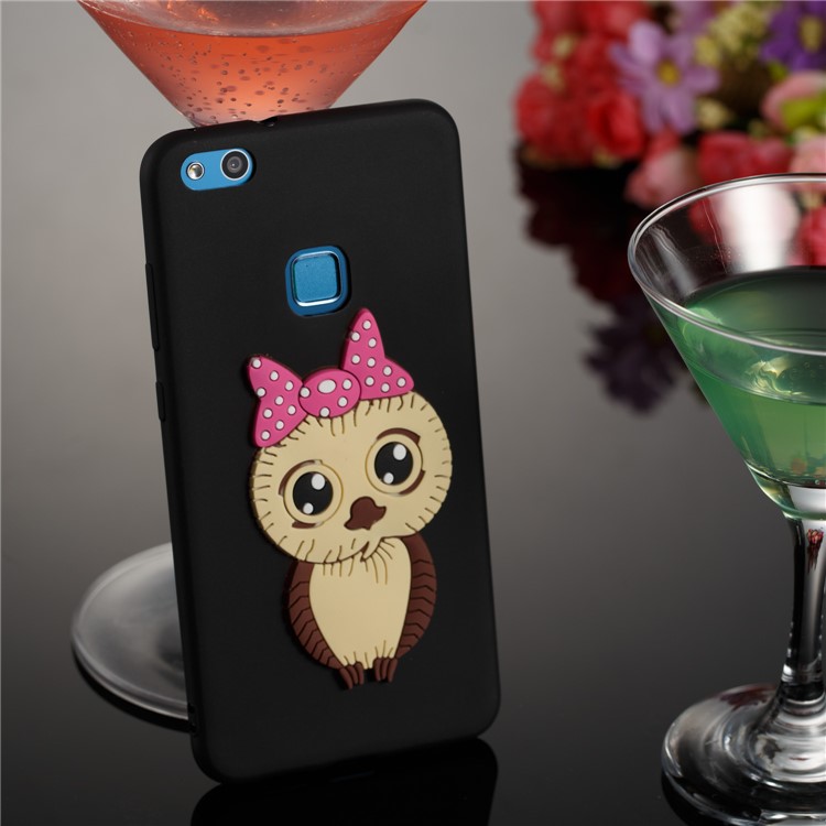 Cute 3D Female Owl Pattern TPU Soft Phone Case for Huawei P10 Lite - Black-4