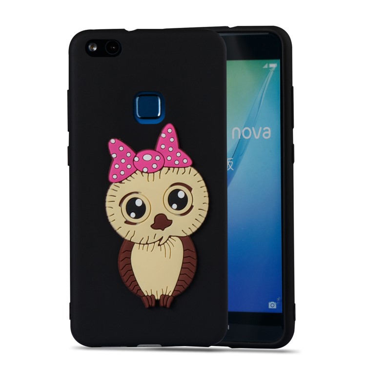 Cute 3D Female Owl Pattern TPU Soft Phone Case for Huawei P10 Lite - Black-5