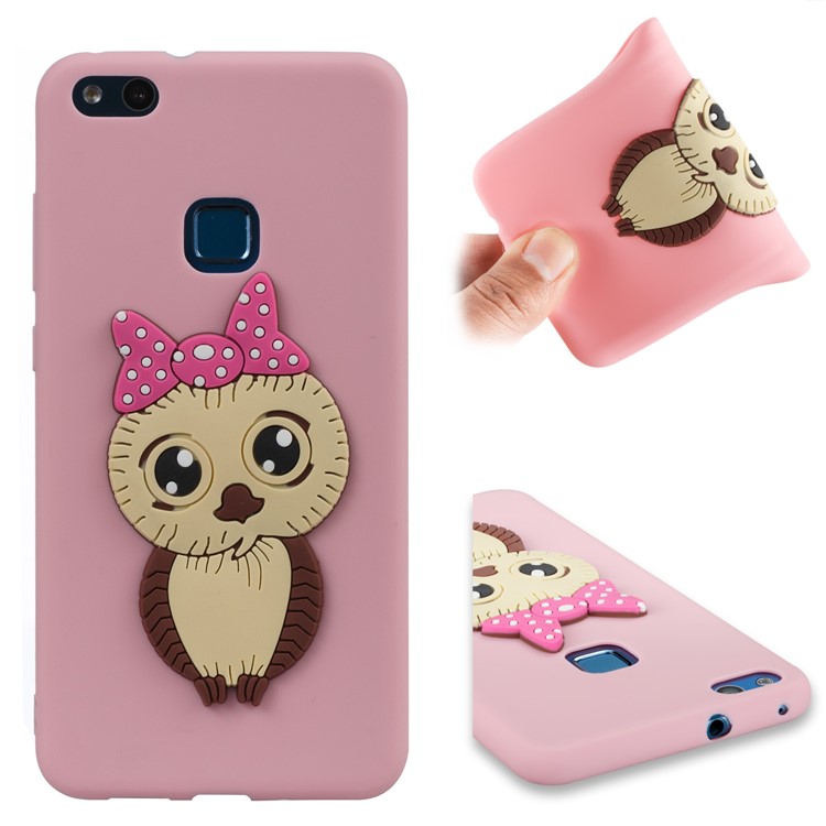 Cute 3D Female Owl Pattern TPU Soft Mobile Case Accessory for Huawei P10 Lite - Pink-1