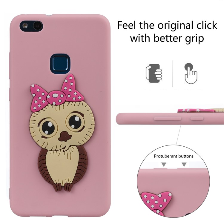 Cute 3D Female Owl Pattern TPU Soft Mobile Case Accessory for Huawei P10 Lite - Pink-3