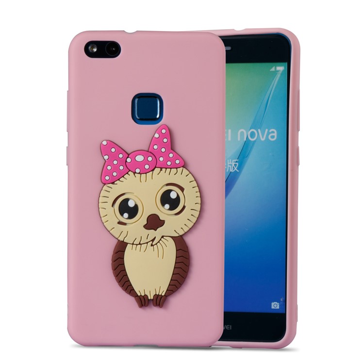 Cute 3D Female Owl Pattern TPU Soft Mobile Case Accessory for Huawei P10 Lite - Pink-5
