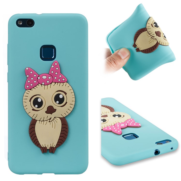 Cute 3D Female Owl Pattern TPU Soft Protective Phone Casing for Huawei P10 Lite - Baby Blue-1