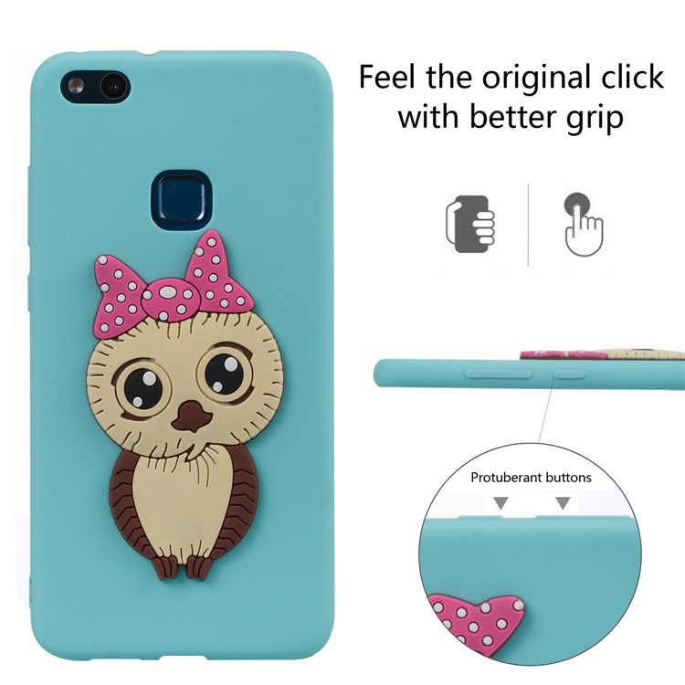 Cute 3D Female Owl Pattern TPU Soft Protective Phone Casing for Huawei P10 Lite - Baby Blue-3