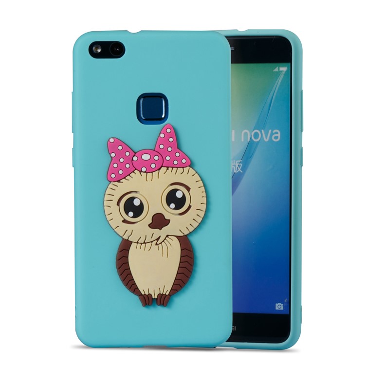 Cute 3D Female Owl Pattern TPU Soft Protective Phone Casing for Huawei P10 Lite - Baby Blue-5