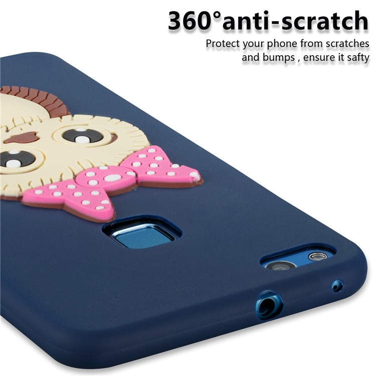 For Huawei P10 Lite Cute 3D Female Owl Pattern TPU Soft Phone Lightweight Back Case - Dark Blue-2
