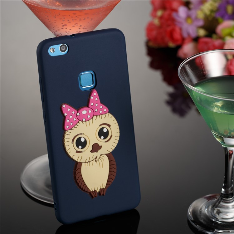 For Huawei P10 Lite Cute 3D Female Owl Pattern TPU Soft Phone Lightweight Back Case - Dark Blue-4