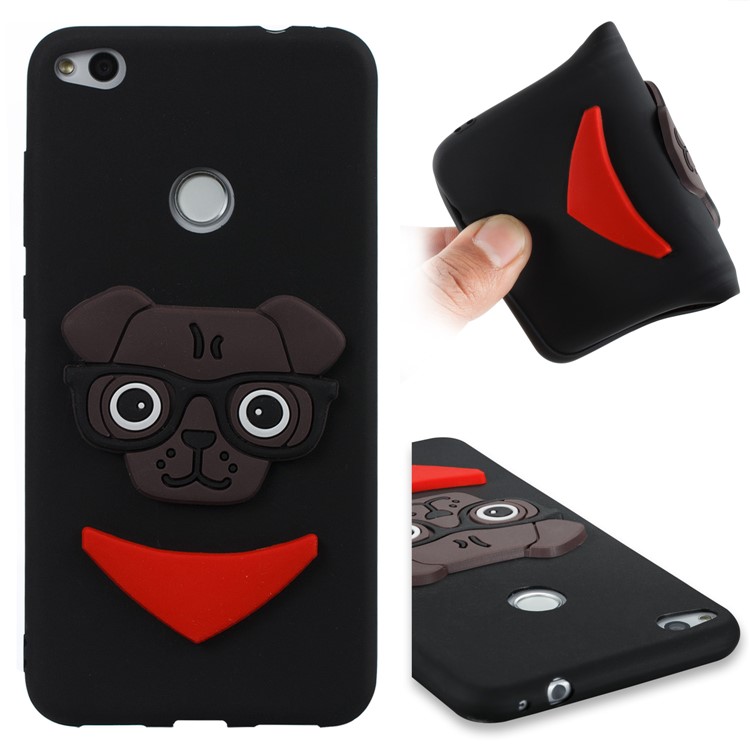 Lovely 3D Puppy TPU Back Case for Huawei P8 Lite (2017) / Honor 8 Lite - Black-1