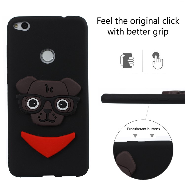 Lovely 3D Puppy TPU Back Case for Huawei P8 Lite (2017) / Honor 8 Lite - Black-3