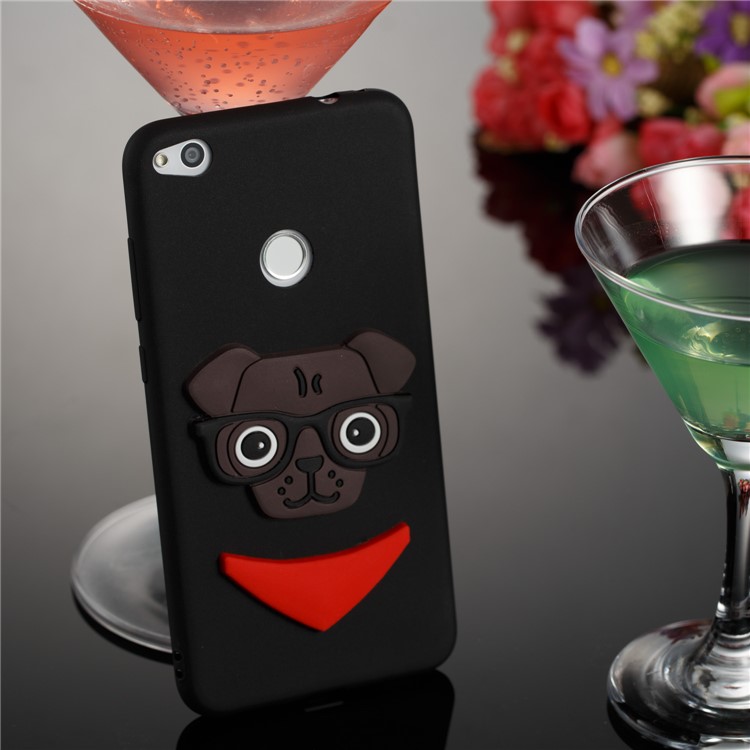 Lovely 3D Puppy TPU Back Case for Huawei P8 Lite (2017) / Honor 8 Lite - Black-4