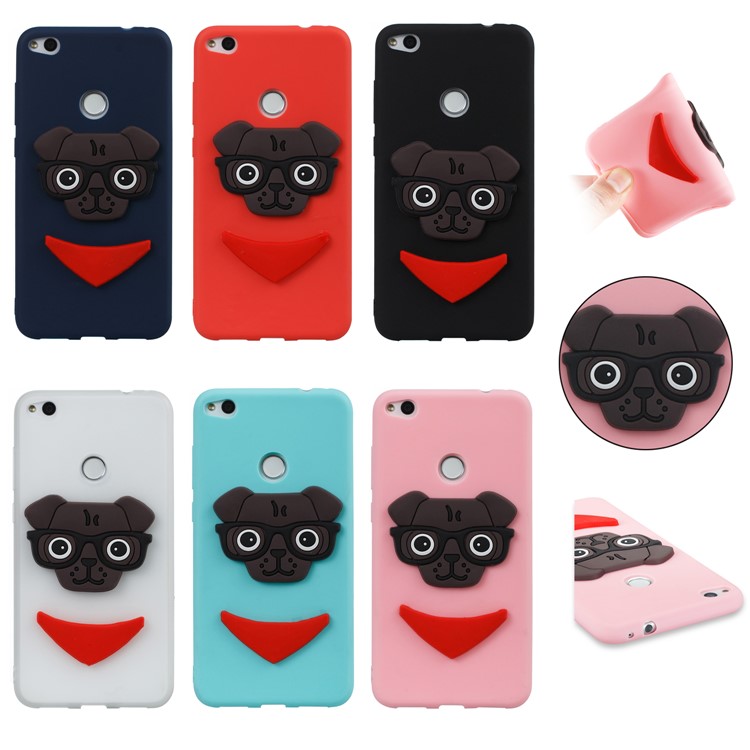 Lovely 3D Puppy TPU Back Case for Huawei P8 Lite (2017) / Honor 8 Lite - Black-7