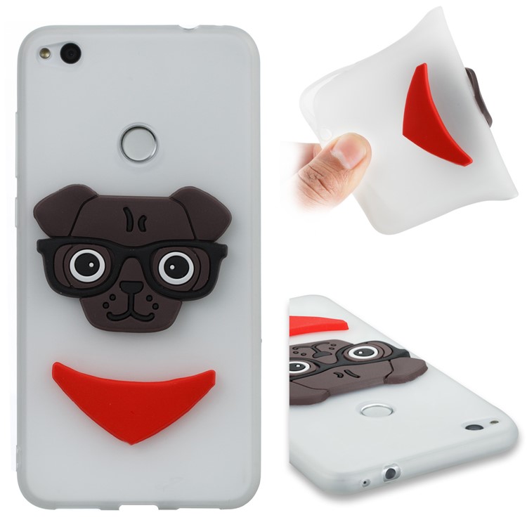 Lovely 3D Puppy TPU Back Cover for Huawei P8 Lite (2017) / Honor 8 Lite - White-1