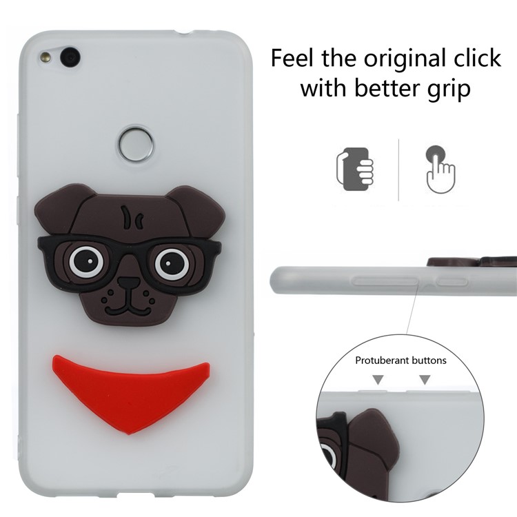 Lovely 3D Puppy TPU Back Cover for Huawei P8 Lite (2017) / Honor 8 Lite - White-3