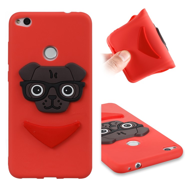 Lovely 3D Puppy TPU Back Shell for Huawei P8 Lite (2017) / Honor 8 Lite - Red-1